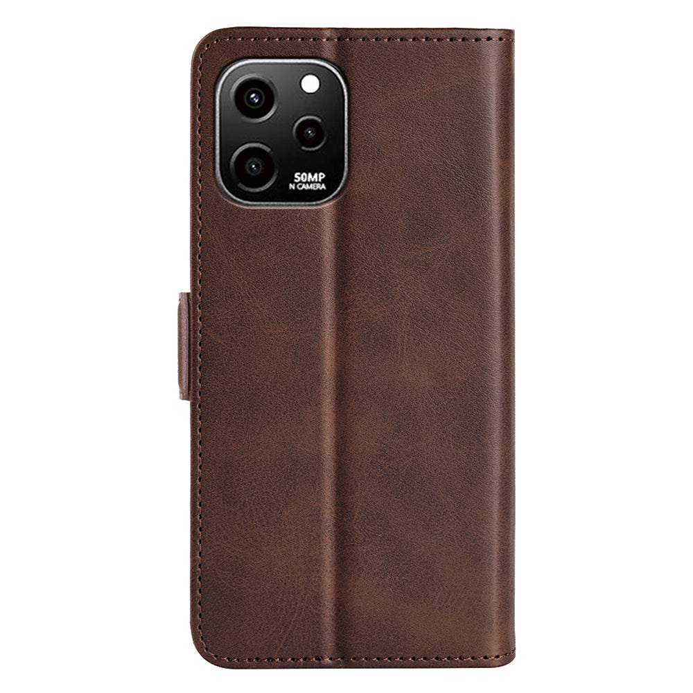 For Huawei nova Y61 4G PU Leather  Cell Phone Cover Dual Magnetic Clasp Calf Texture Case Foldable Stand Wallet