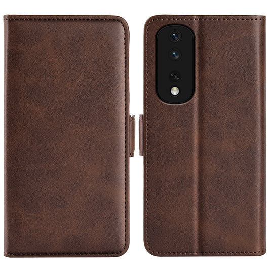 For Honor 80 Pro 5G Drop Protection Cell Phone Cover PU Leather Dual Magnetic Clasp Calf Texture Case Hands-free Stand Wallet