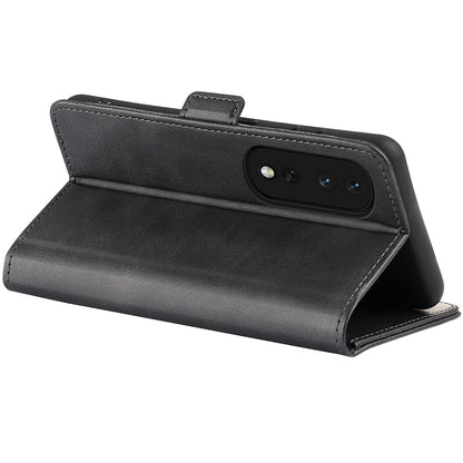 For Honor 80 Pro 5G Drop Protection Cell Phone Cover PU Leather Dual Magnetic Clasp Calf Texture Case Hands-free Stand Wallet