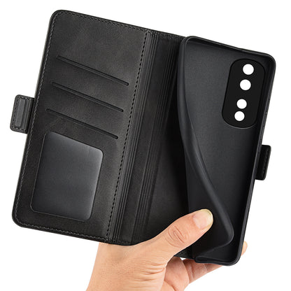 For Honor 80 Pro 5G Drop Protection Cell Phone Cover PU Leather Dual Magnetic Clasp Calf Texture Case Hands-free Stand Wallet