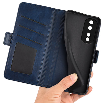 For Honor 80 Pro 5G Drop Protection Cell Phone Cover PU Leather Dual Magnetic Clasp Calf Texture Case Hands-free Stand Wallet
