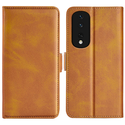 For Honor 80 Pro 5G Drop Protection Cell Phone Cover PU Leather Dual Magnetic Clasp Calf Texture Case Hands-free Stand Wallet