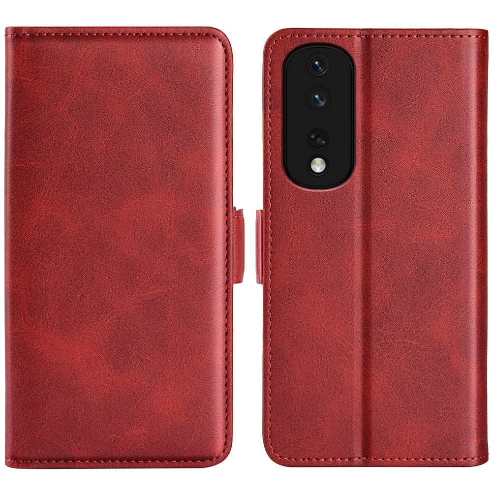 For Honor 80 Pro 5G Drop Protection Cell Phone Cover PU Leather Dual Magnetic Clasp Calf Texture Case Hands-free Stand Wallet