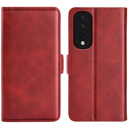 For Honor 80 Pro 5G Drop Protection Cell Phone Cover PU Leather Dual Magnetic Clasp Calf Texture Case Hands-free Stand Wallet