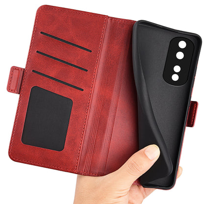 For Honor 80 Pro 5G Drop Protection Cell Phone Cover PU Leather Dual Magnetic Clasp Calf Texture Case Hands-free Stand Wallet