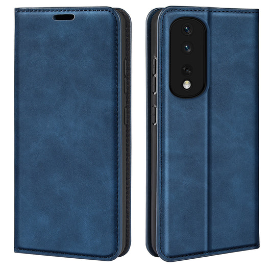 For Honor 80 Pro 5G Skin-touch Feeling Magnetic Auto-absorbed Wallet Case PU Leather Foldable Stand Flip Phone Cover