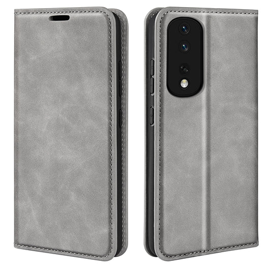 For Honor 80 Pro 5G Skin-touch Feeling Magnetic Auto-absorbed Wallet Case PU Leather Foldable Stand Flip Phone Cover