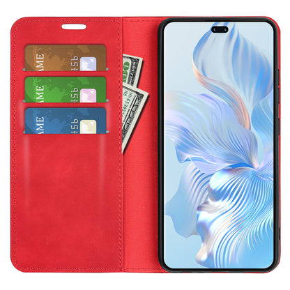 For Honor 80 Pro 5G Skin-touch Feeling Magnetic Auto-absorbed Wallet Case PU Leather Foldable Stand Flip Phone Cover