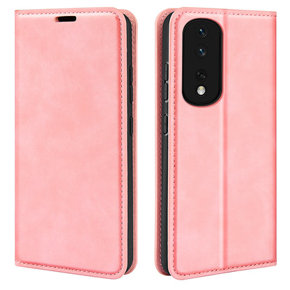 For Honor 80 Pro 5G Skin-touch Feeling Magnetic Auto-absorbed Wallet Case PU Leather Foldable Stand Flip Phone Cover