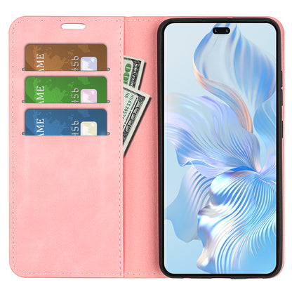 For Honor 80 Pro 5G Skin-touch Feeling Magnetic Auto-absorbed Wallet Case PU Leather Foldable Stand Flip Phone Cover