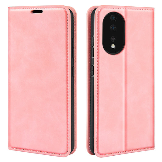 For Honor 80 5G Skin-touch Feeling Magnetic Auto-absorbed Wallet Case PU Leather Stand Flip Phone Cover