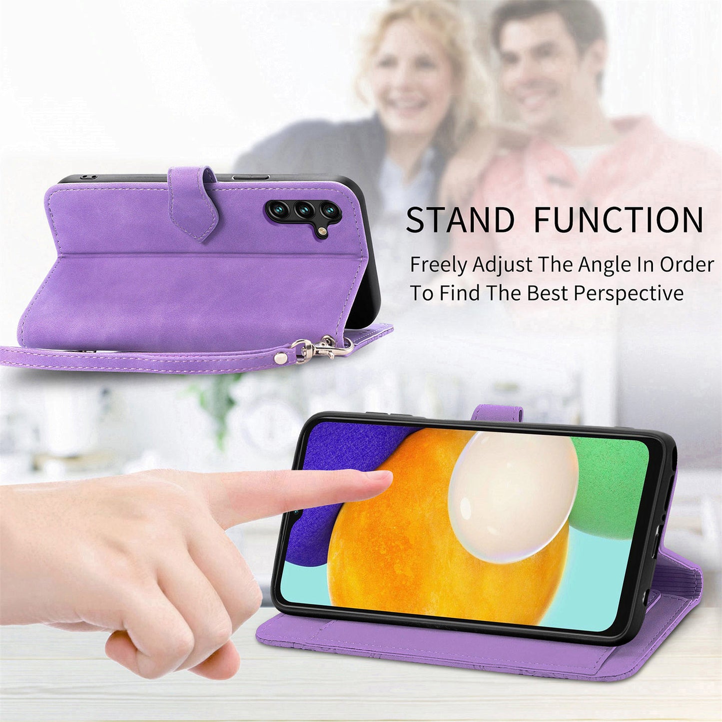 For Samsung Galaxy A04s 4G (164.7 x 76.7 x 9.1 mm) / A13 5G / M13 5G Flower Imprinted Pattern PU Leather Zipper Pocket Cell Phone Cover Stand Wallet Case