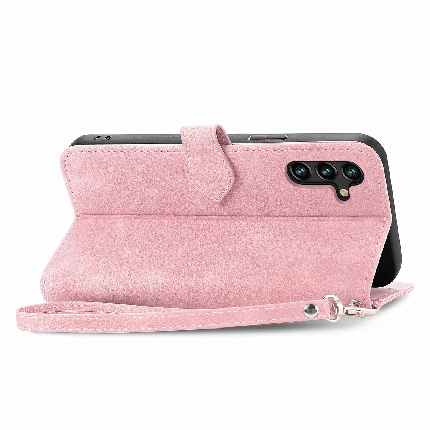 For Samsung Galaxy A04s 4G (164.7 x 76.7 x 9.1 mm) / A13 5G / M13 5G Flower Imprinted Pattern PU Leather Zipper Pocket Cell Phone Cover Stand Wallet Case