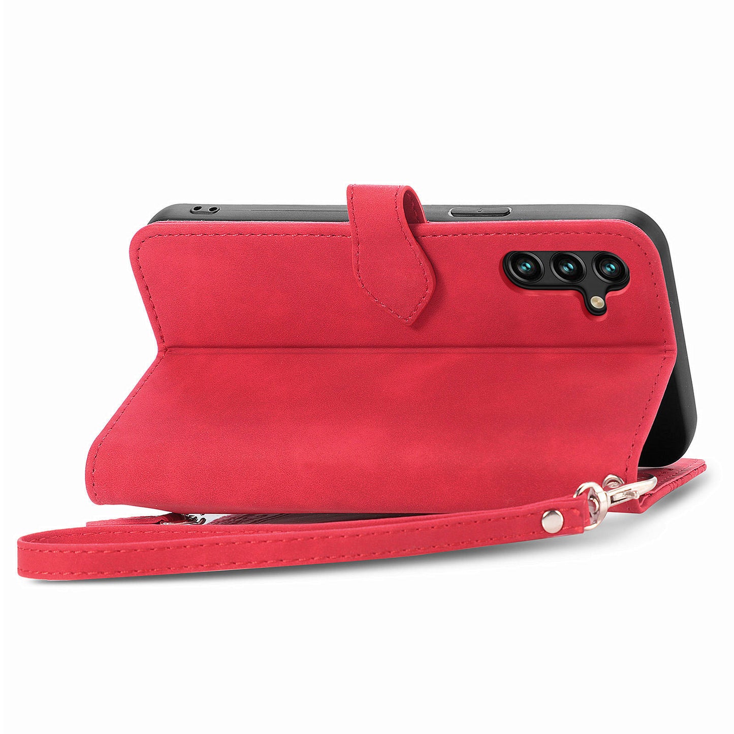 For Samsung Galaxy A04s 4G (164.7 x 76.7 x 9.1 mm) / A13 5G / M13 5G Flower Imprinted Pattern PU Leather Zipper Pocket Cell Phone Cover Stand Wallet Case