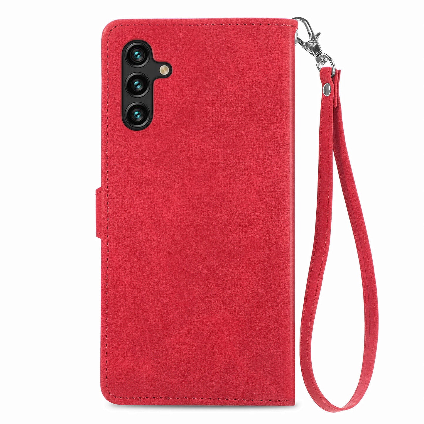 For Samsung Galaxy A04s 4G (164.7 x 76.7 x 9.1 mm) / A13 5G / M13 5G Flower Imprinted Pattern PU Leather Zipper Pocket Cell Phone Cover Stand Wallet Case