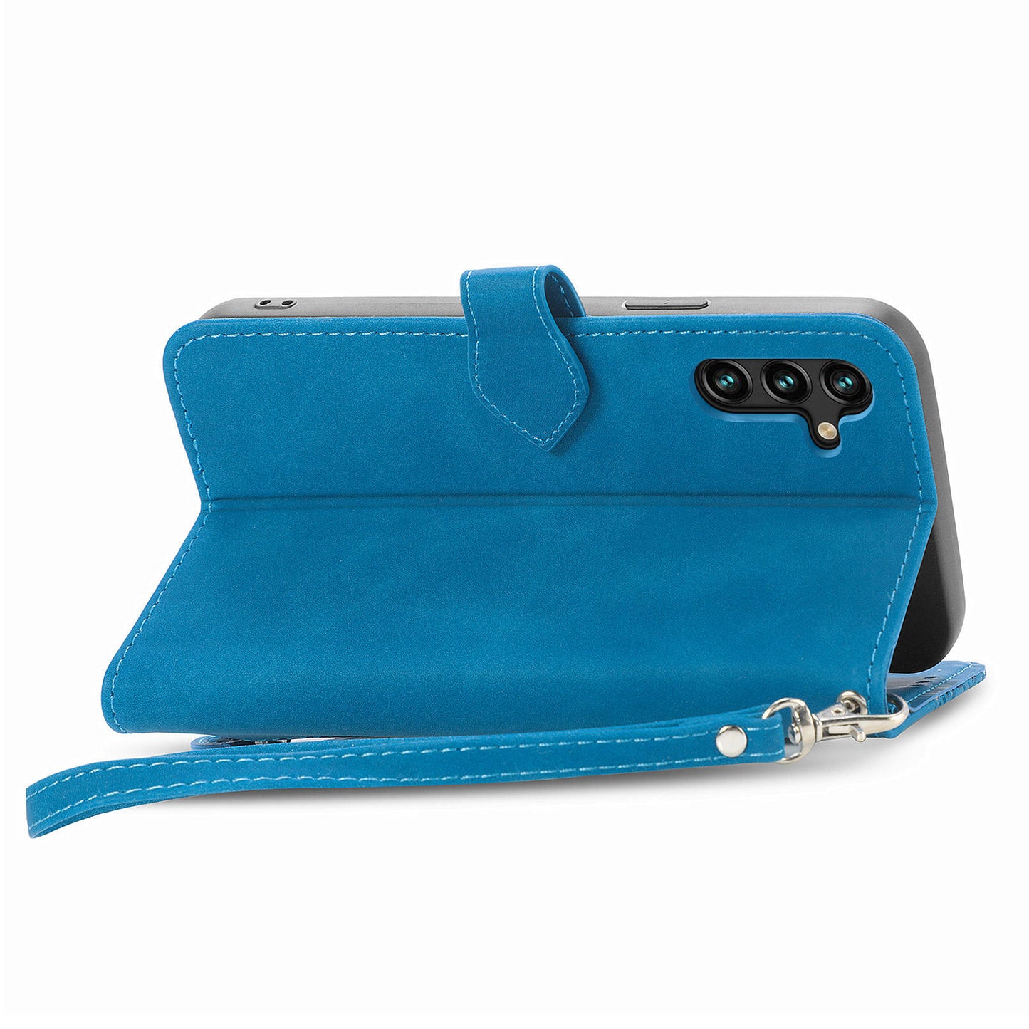 For Samsung Galaxy A04s 4G (164.7 x 76.7 x 9.1 mm) / A13 5G / M13 5G Flower Imprinted Pattern PU Leather Zipper Pocket Cell Phone Cover Stand Wallet Case