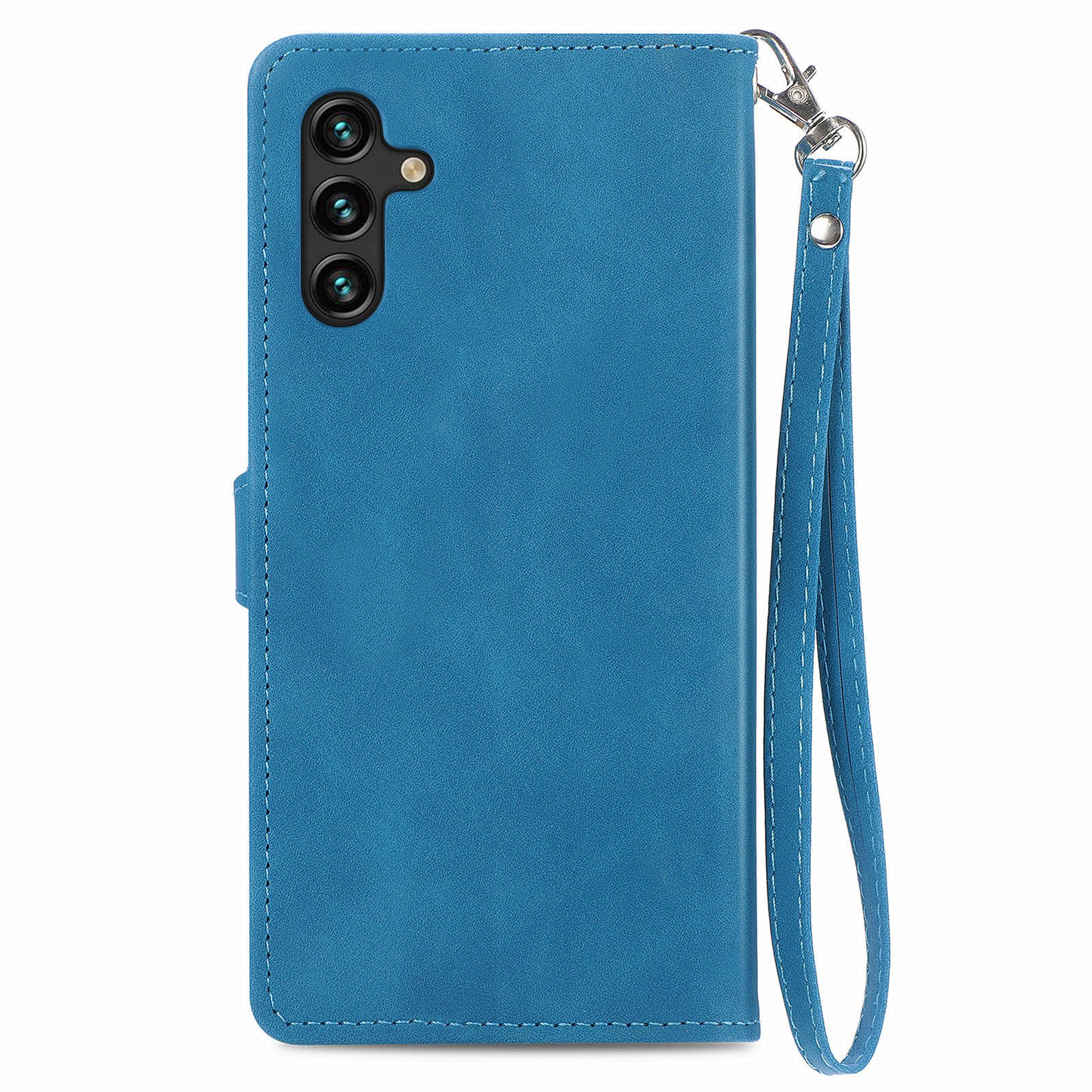For Samsung Galaxy A04s 4G (164.7 x 76.7 x 9.1 mm) / A13 5G / M13 5G Flower Imprinted Pattern PU Leather Zipper Pocket Cell Phone Cover Stand Wallet Case