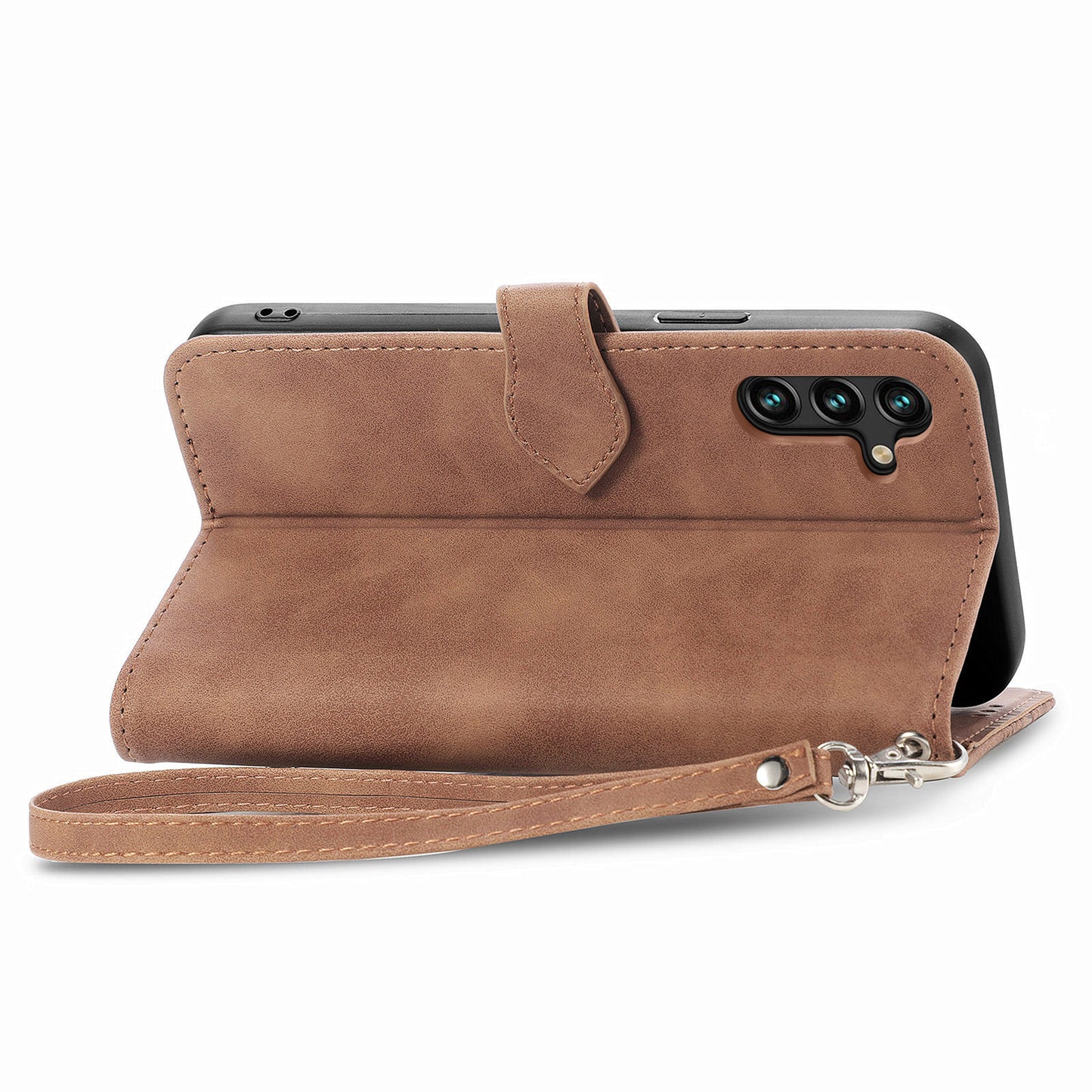 For Samsung Galaxy A04s 4G (164.7 x 76.7 x 9.1 mm) / A13 5G / M13 5G Flower Imprinted Pattern PU Leather Zipper Pocket Cell Phone Cover Stand Wallet Case