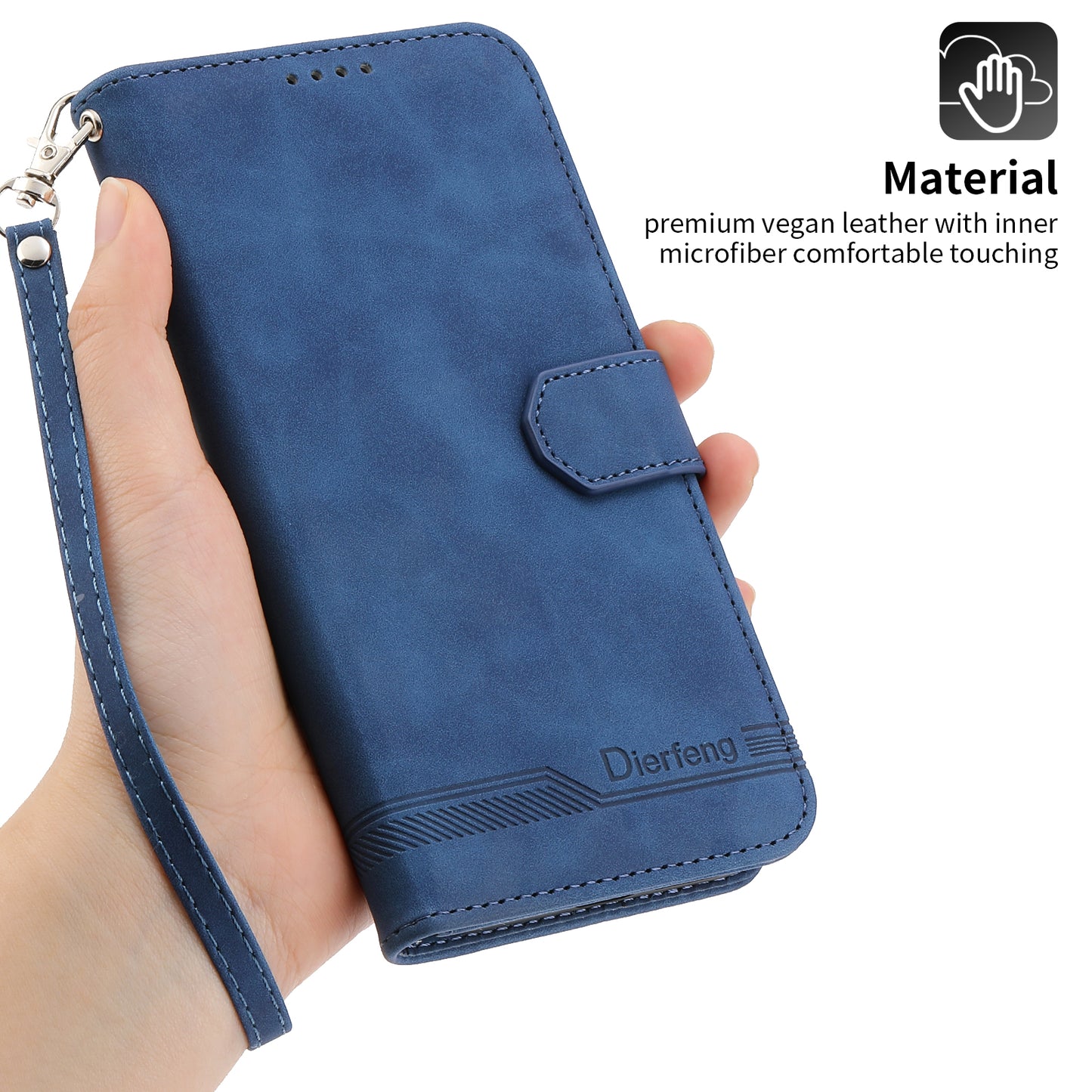 DIERFENG DF-03 PU Leather Case for iPhone 13 Pro 6.1 inch, Lines Imprinted Wallet Stand Protective Phone Cover