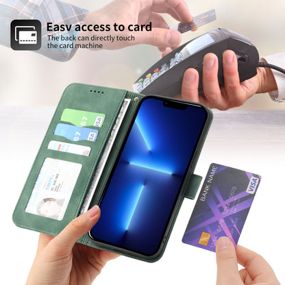 DIERFENG DF-03 PU Leather Case for iPhone 13 Pro 6.1 inch, Lines Imprinted Wallet Stand Protective Phone Cover