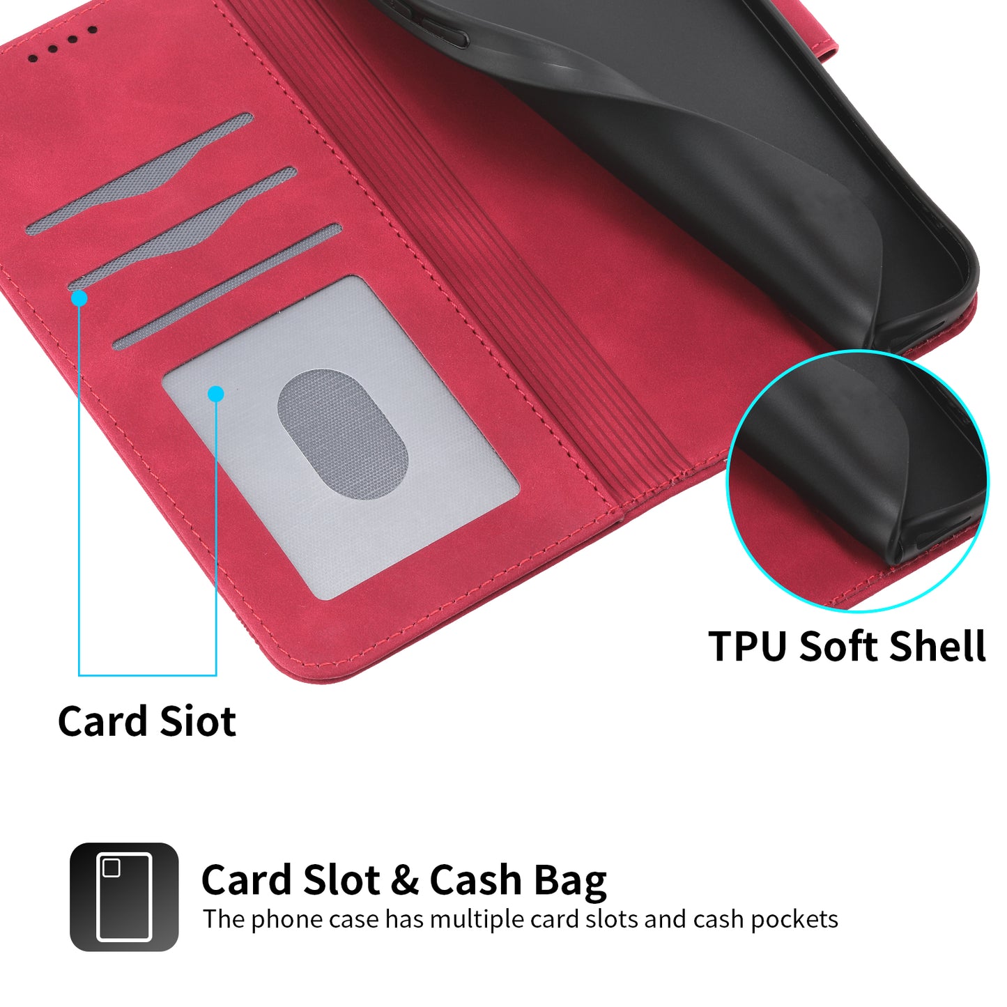 DIERFENG DF-03 PU Leather Case for iPhone 13 Pro 6.1 inch, Lines Imprinted Wallet Stand Protective Phone Cover