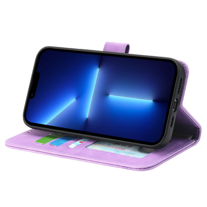 DIERFENG DF-03 PU Leather Case for iPhone 13 Pro 6.1 inch, Lines Imprinted Wallet Stand Protective Phone Cover