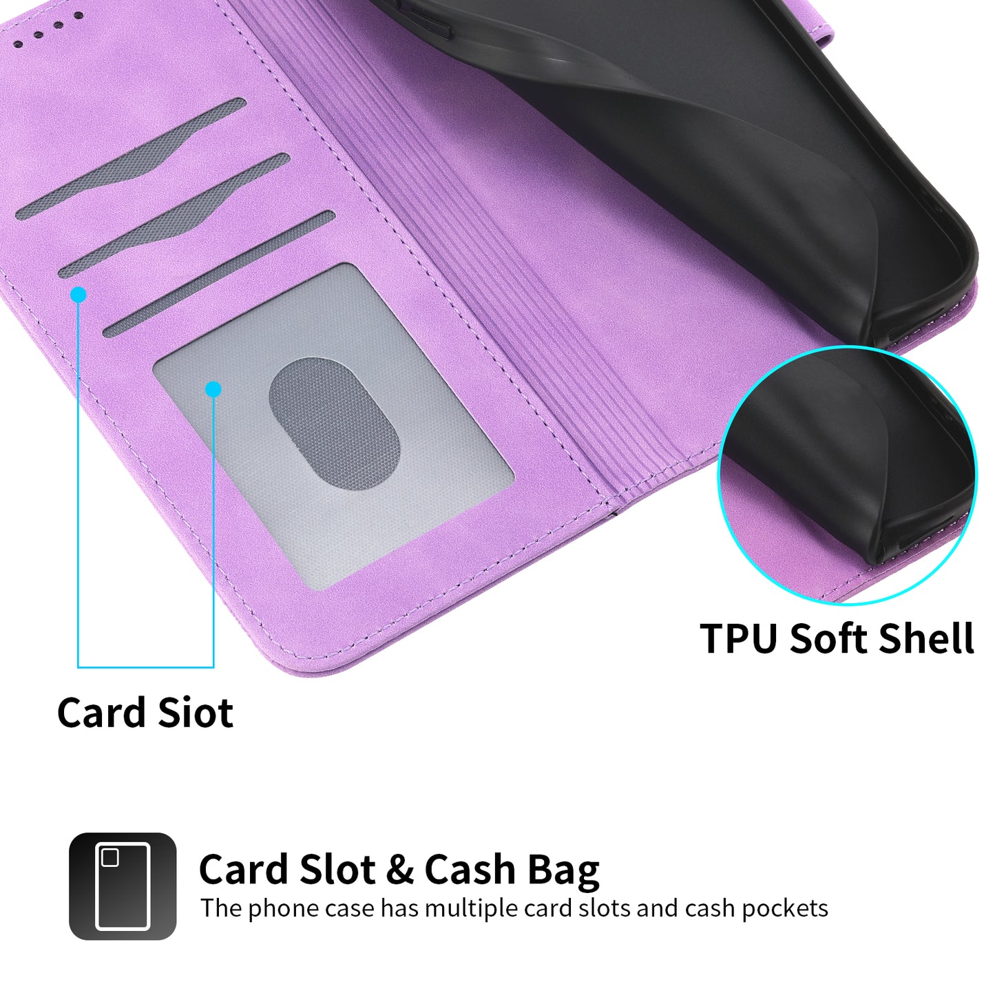 DIERFENG DF-03 PU Leather Case for iPhone 13 Pro 6.1 inch, Lines Imprinted Wallet Stand Protective Phone Cover