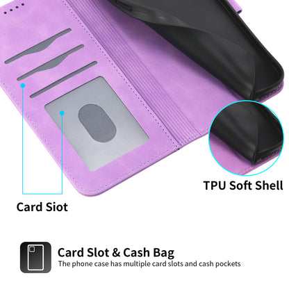DIERFENG DF-03 PU Leather Case for iPhone 13 Pro 6.1 inch, Lines Imprinted Wallet Stand Protective Phone Cover