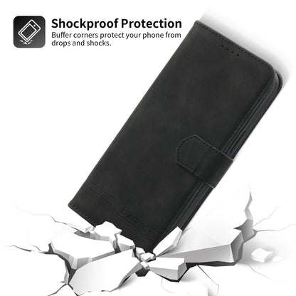 DIERFENG DF-03 PU Leather Case for iPhone 13 Pro 6.1 inch, Lines Imprinted Wallet Stand Protective Phone Cover