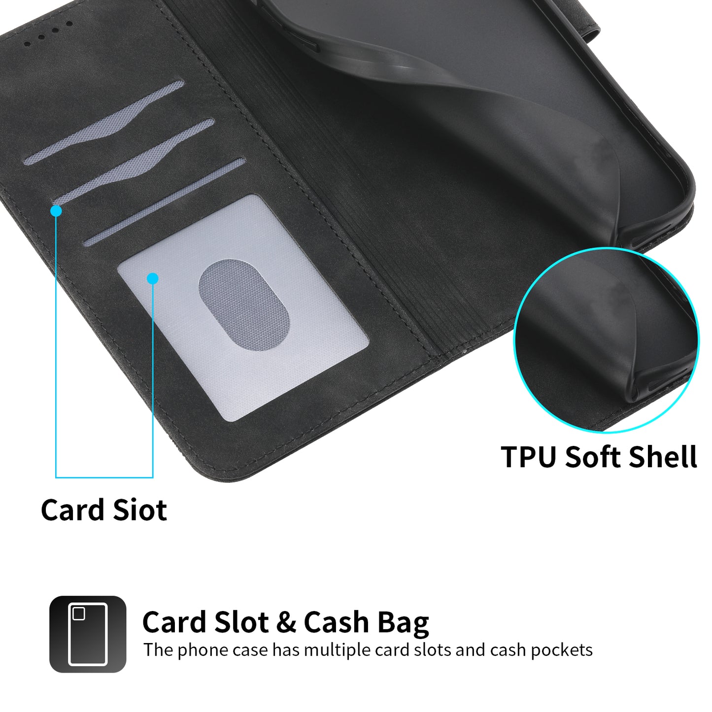 DIERFENG DF-03 PU Leather Case for iPhone 13 Pro 6.1 inch, Lines Imprinted Wallet Stand Protective Phone Cover