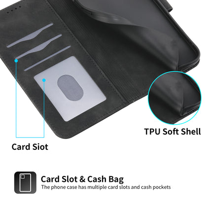 DIERFENG DF-03 PU Leather Case for iPhone 13 Pro 6.1 inch, Lines Imprinted Wallet Stand Protective Phone Cover