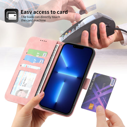DIERFENG DF-03 PU Leather Case for iPhone 13 Pro 6.1 inch, Lines Imprinted Wallet Stand Protective Phone Cover