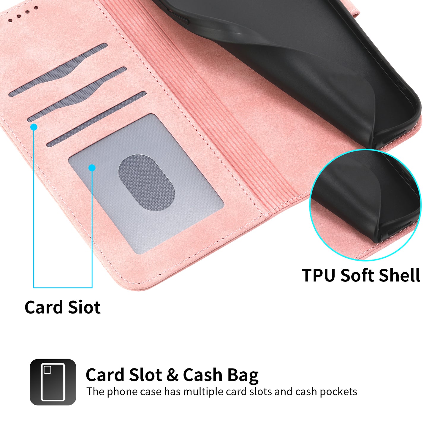 DIERFENG DF-03 PU Leather Case for iPhone 13 Pro 6.1 inch, Lines Imprinted Wallet Stand Protective Phone Cover