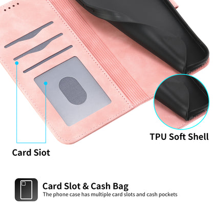DIERFENG DF-03 PU Leather Case for iPhone 13 Pro 6.1 inch, Lines Imprinted Wallet Stand Protective Phone Cover