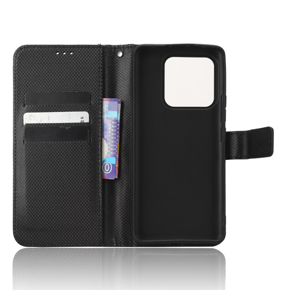 Diamond Texture Phone Cover For Xiaomi 13 Pro 5G, Magnetic Clasp Foldable Stand Flip Leather Wallet Case