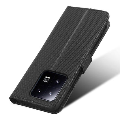 Diamond Texture Phone Cover For Xiaomi 13 Pro 5G, Magnetic Clasp Foldable Stand Flip Leather Wallet Case