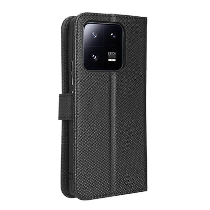Diamond Texture Phone Cover For Xiaomi 13 Pro 5G, Magnetic Clasp Foldable Stand Flip Leather Wallet Case