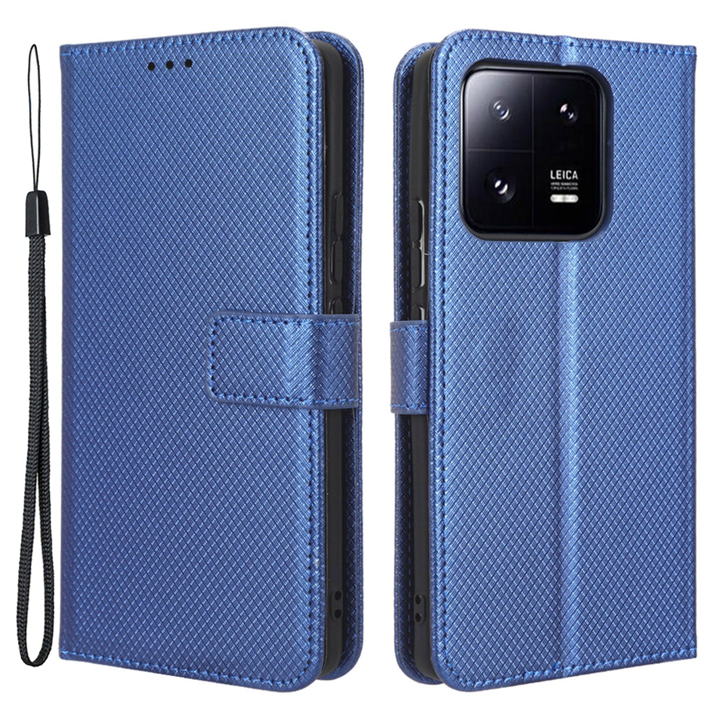 Diamond Texture Phone Cover For Xiaomi 13 Pro 5G, Magnetic Clasp Foldable Stand Flip Leather Wallet Case