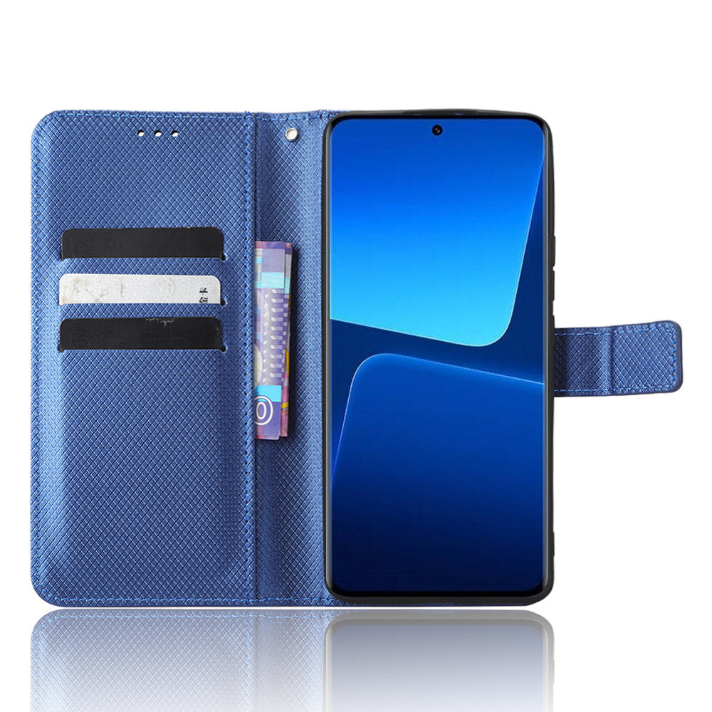 Diamond Texture Phone Cover For Xiaomi 13 Pro 5G, Magnetic Clasp Foldable Stand Flip Leather Wallet Case