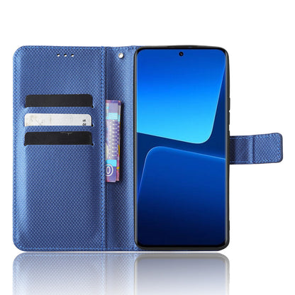 Diamond Texture Phone Cover For Xiaomi 13 Pro 5G, Magnetic Clasp Foldable Stand Flip Leather Wallet Case