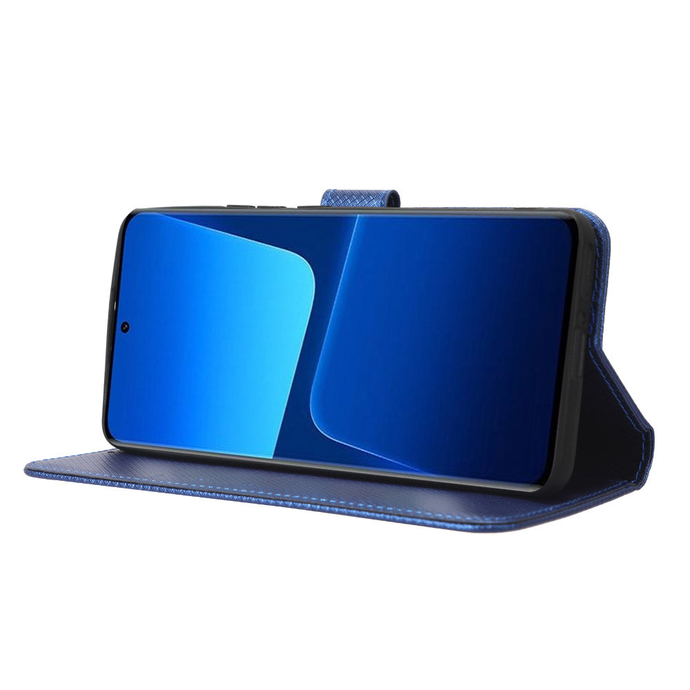Diamond Texture Phone Cover For Xiaomi 13 Pro 5G, Magnetic Clasp Foldable Stand Flip Leather Wallet Case