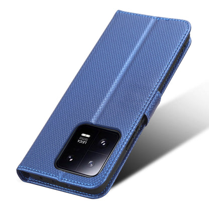 Diamond Texture Phone Cover For Xiaomi 13 Pro 5G, Magnetic Clasp Foldable Stand Flip Leather Wallet Case