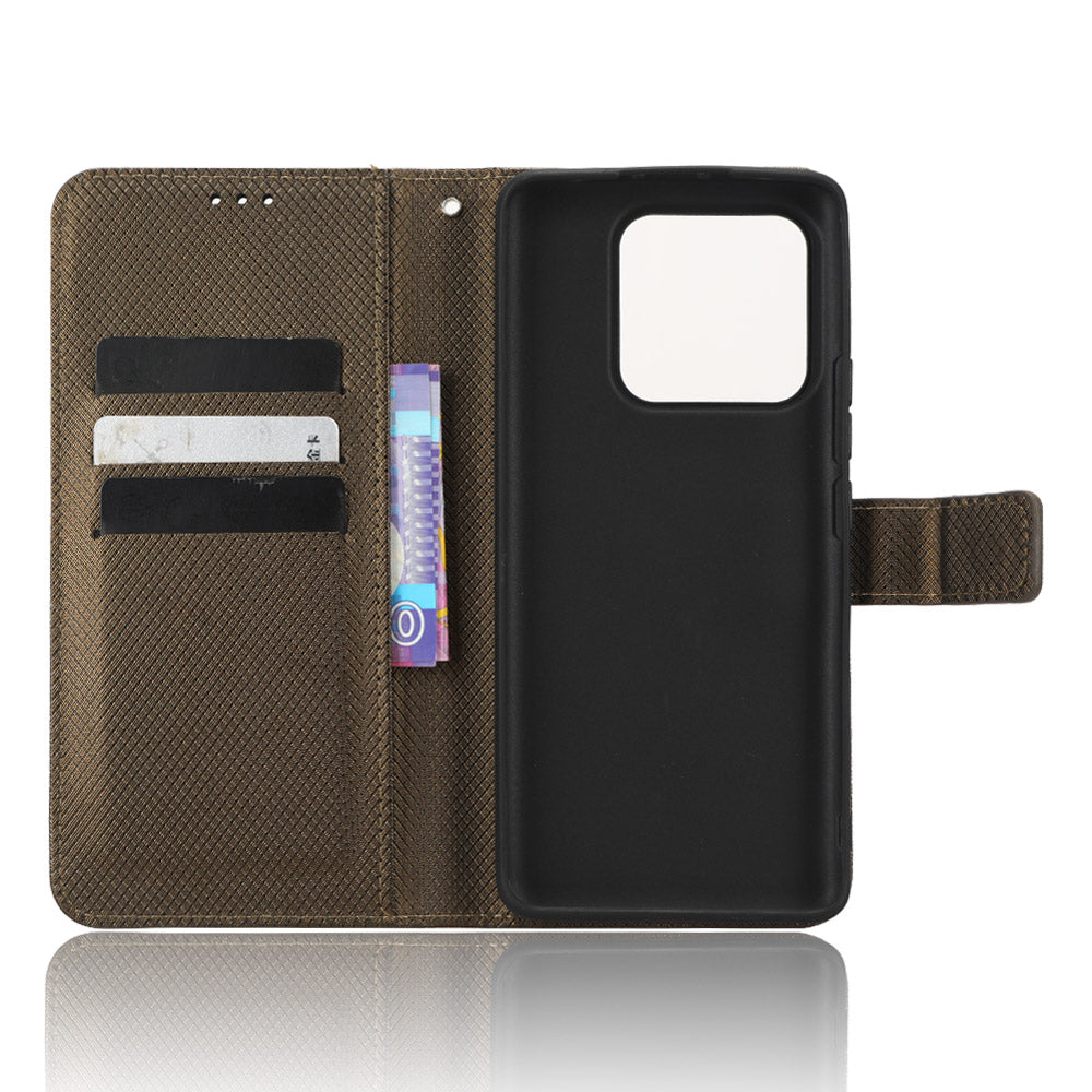 Diamond Texture Phone Cover For Xiaomi 13 Pro 5G, Magnetic Clasp Foldable Stand Flip Leather Wallet Case