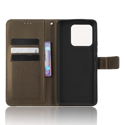 Diamond Texture Phone Cover For Xiaomi 13 Pro 5G, Magnetic Clasp Foldable Stand Flip Leather Wallet Case