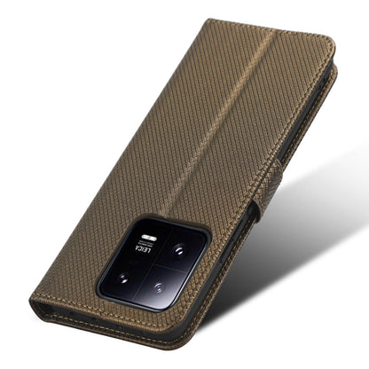 Diamond Texture Phone Cover For Xiaomi 13 Pro 5G, Magnetic Clasp Foldable Stand Flip Leather Wallet Case