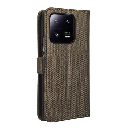 Diamond Texture Phone Cover For Xiaomi 13 Pro 5G, Magnetic Clasp Foldable Stand Flip Leather Wallet Case