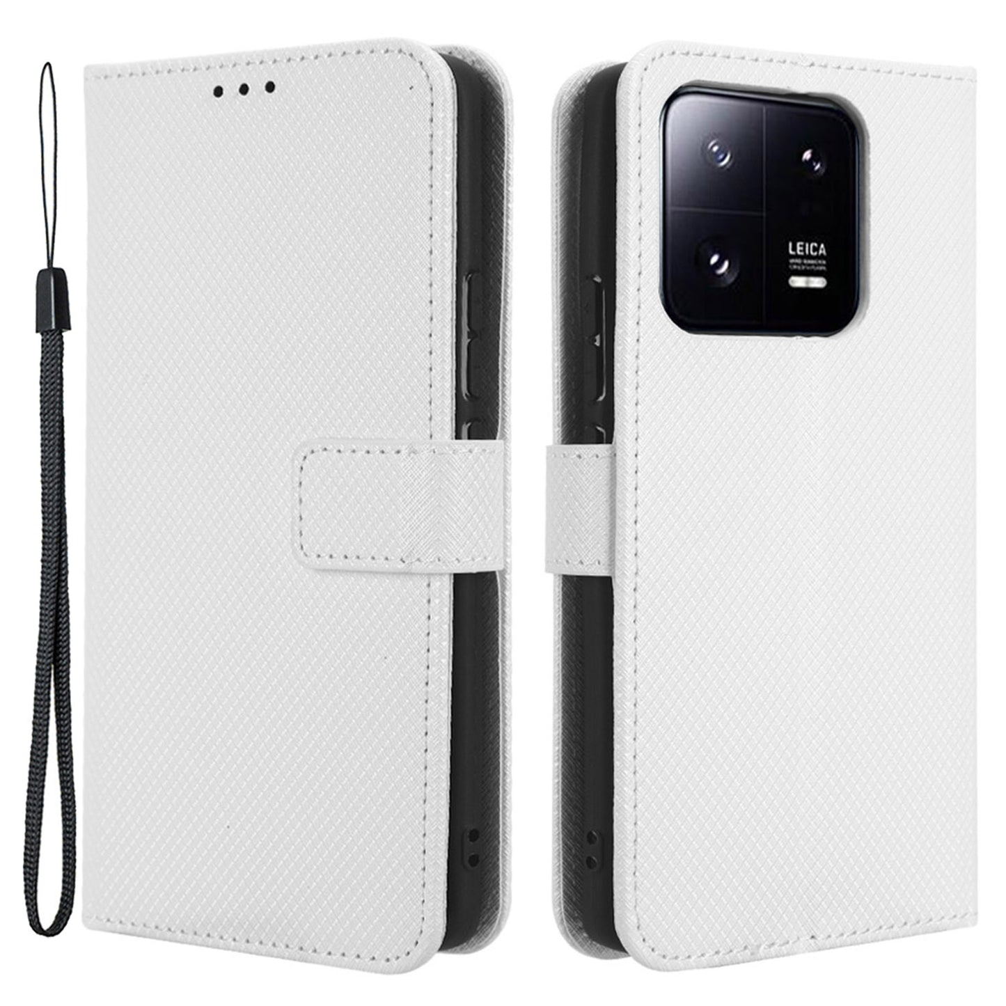 Diamond Texture Phone Cover For Xiaomi 13 Pro 5G, Magnetic Clasp Foldable Stand Flip Leather Wallet Case