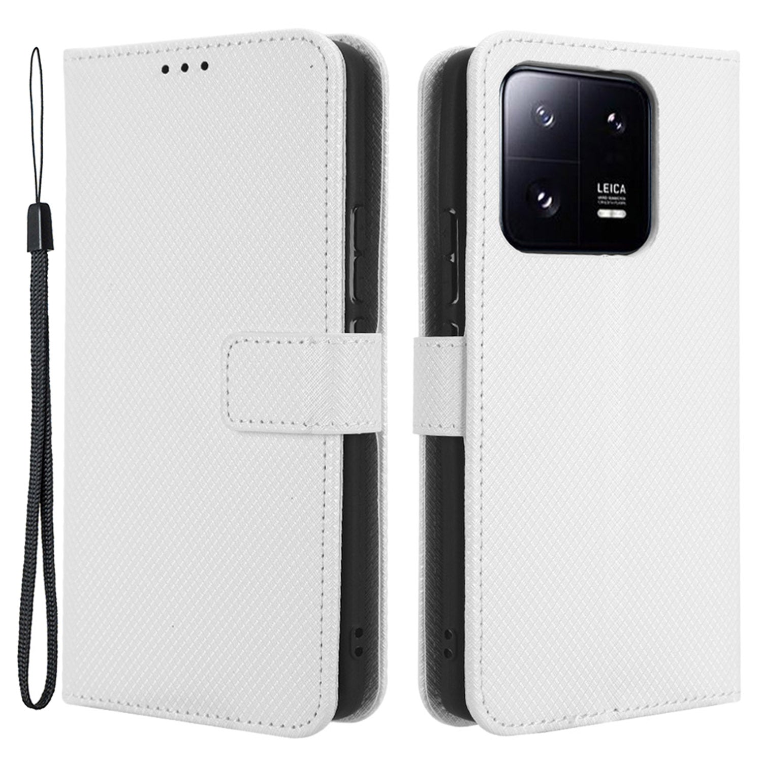 Diamond Texture Phone Cover For Xiaomi 13 Pro 5G, Magnetic Clasp Foldable Stand Flip Leather Wallet Case