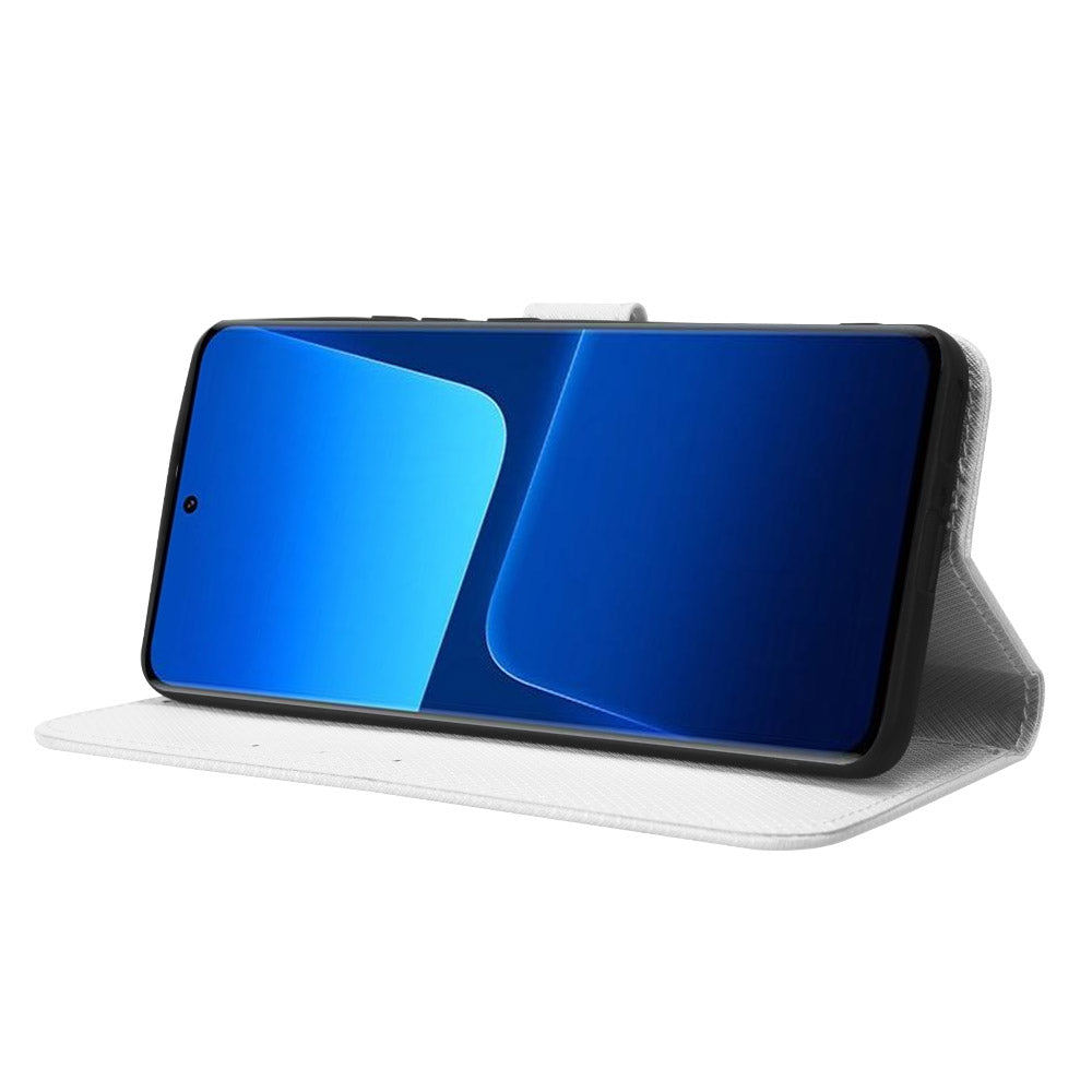 Diamond Texture Phone Cover For Xiaomi 13 Pro 5G, Magnetic Clasp Foldable Stand Flip Leather Wallet Case