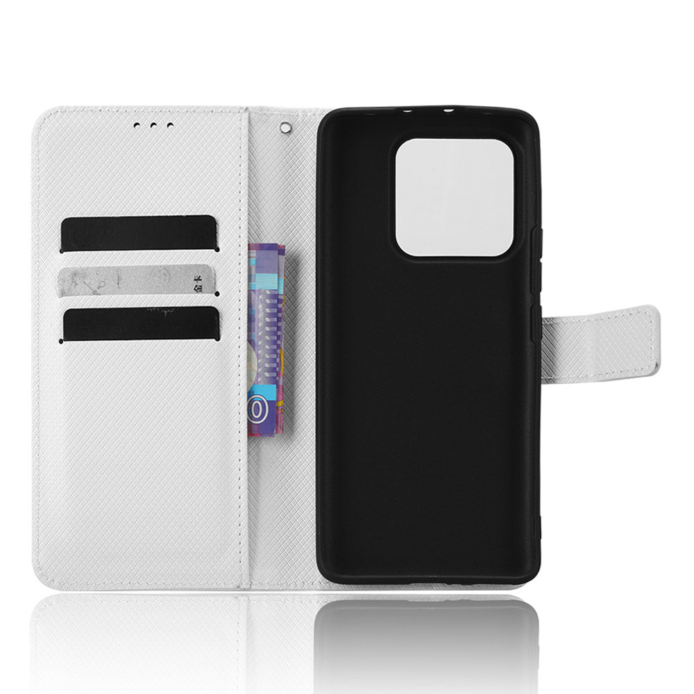 Diamond Texture Phone Cover For Xiaomi 13 Pro 5G, Magnetic Clasp Foldable Stand Flip Leather Wallet Case